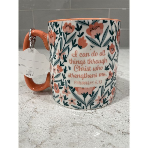 ALL THINGS THROUGH CHRIST Bella 10 Strawberry Street Mug Faith Bible Verse - Picture 5 of 6